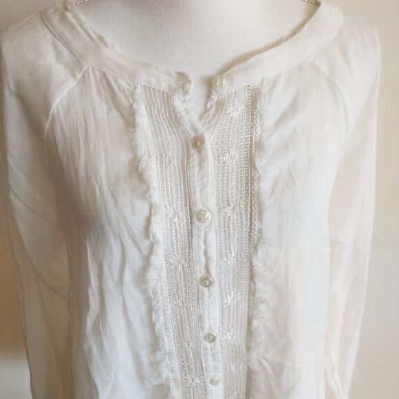 FREE PEOPLE white button down blouse top S/P - Picture 4 of 4